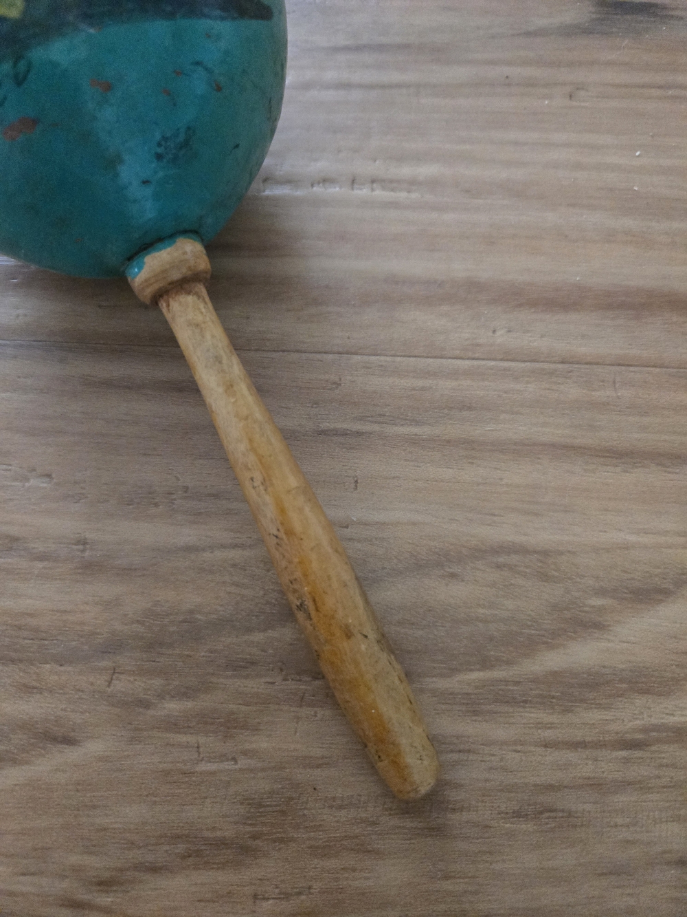 4/$15 Hand-Painted Teal Wooden Maraca Home Accents Handmade In Mexico Boho Decor - Picture 4 of 5